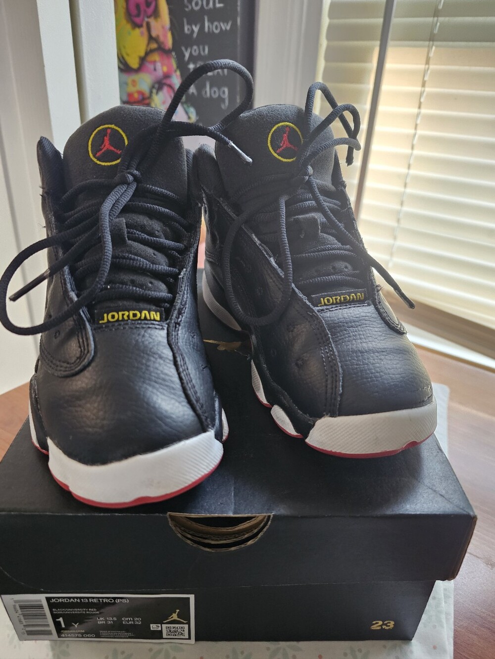 Jordan 13 Retro Black/Red Size 1Y